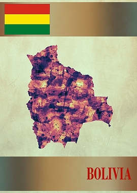 Bolivia Map with Flag