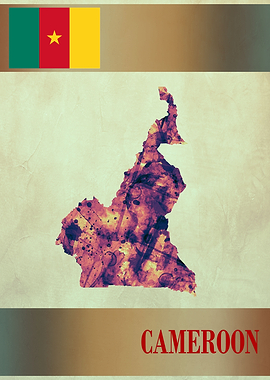 Cameroon Map with Flag