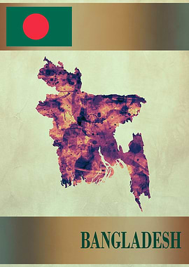 Bangladesh Map with Flag
