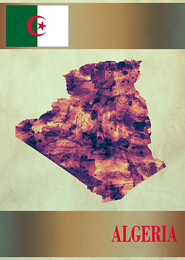 Algeria Map with Flag