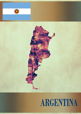 Argentina Map with Flag