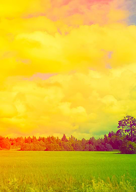 Rural Landscape Field With