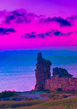 Rose Sunset Over The Ruins