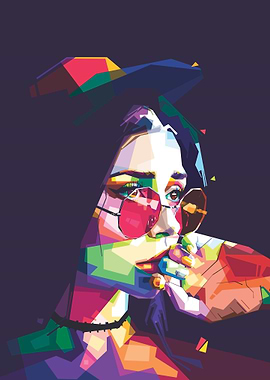 Women with red eyeglasses