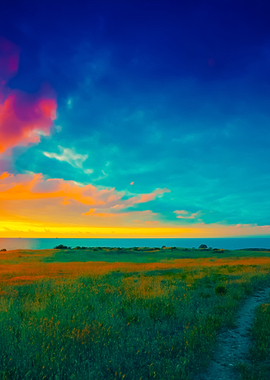 Magic Sunset Over Sea Dirt