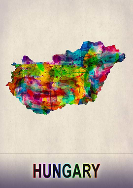 Hungary Map in Watercolor