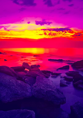 Beautiful Sunset Over Sea