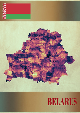 Belarus Map with Flag