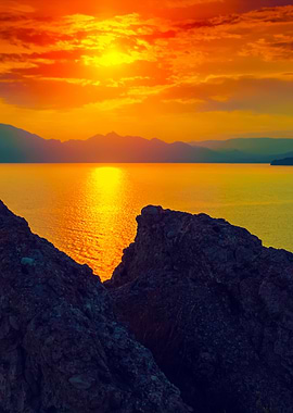 Dramatic Sunset Over Rocky