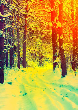 Winter Forest Covered With
