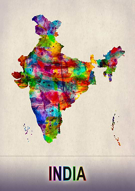 India Map in Watercolor