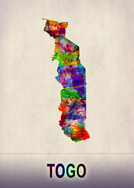 Togo Map in Watercolor