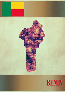 Benin Map with Flag