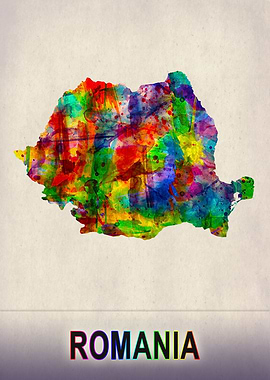 Romania Map in Watercolor