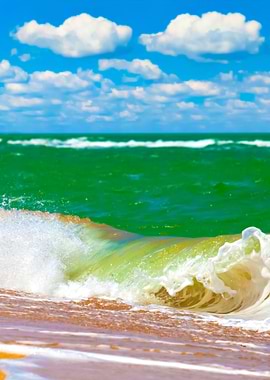 Wave Hitting A Beach In A