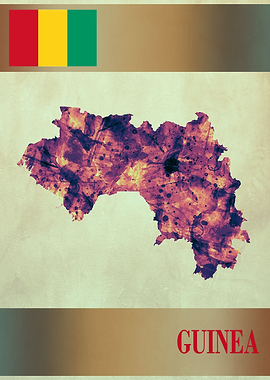 Guinea Map with Flag