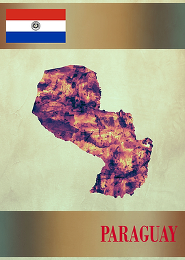 Paraguay Map with Flag