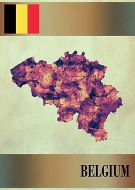 Belgium Map with Flag