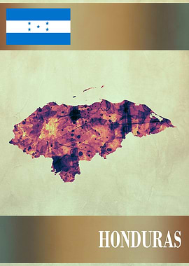 Honduras Map with Flag