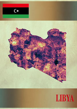 Libya Map with Flag