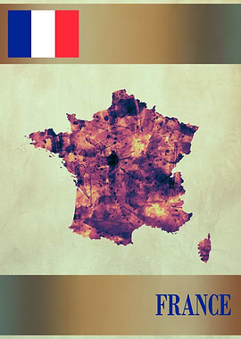 France Map with Flag
