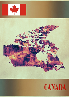 Canada Map with Flag