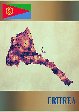 Eritrea Map with Flag