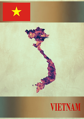 Vietnam Map with Flag