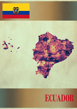 Ecuador Map with Flag