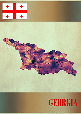Georgia Map with Flag