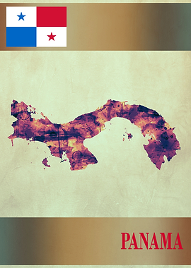 Panama Map with Flag