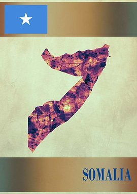Somalia Map with Flag