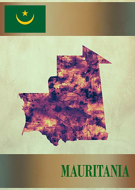 Mauritania Map with Flag