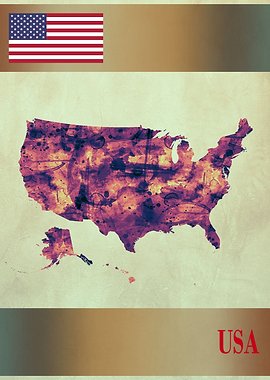 USA Map with Flag