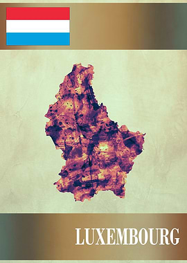 Luxembourg Map with Flag