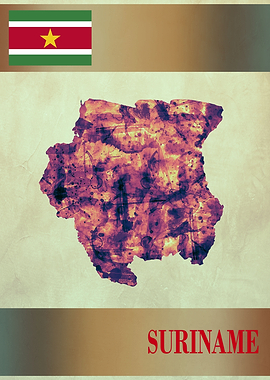 Suriname Map with Flag
