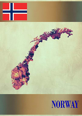 Norway Map with Flag