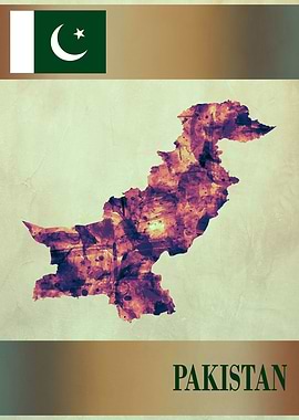 Pakistan Map with Flag