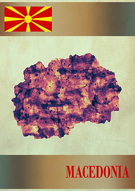 Macedonia Map with Flag