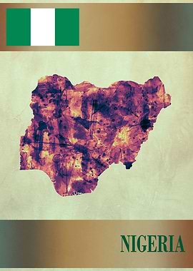 Nigeria Map with Flag