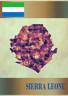 Sierra Leone Map with Flag