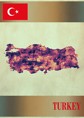 Turkey Map with Flag