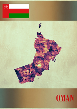 Oman Map with Flag