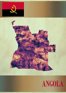 Angola Map with Flag