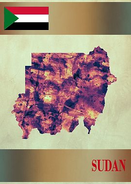 Sudan Map with Flag