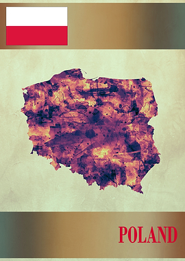 Poland Map with Flag