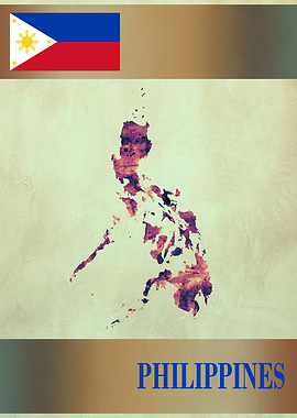 Philippines Map with Flag