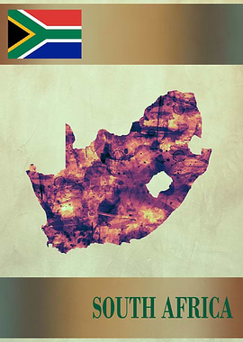South Africa Map with Flag