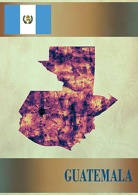 Guatemala Map with Flag