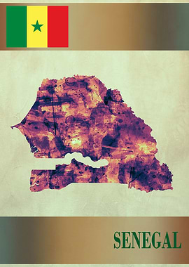 Senegal Map with Flag